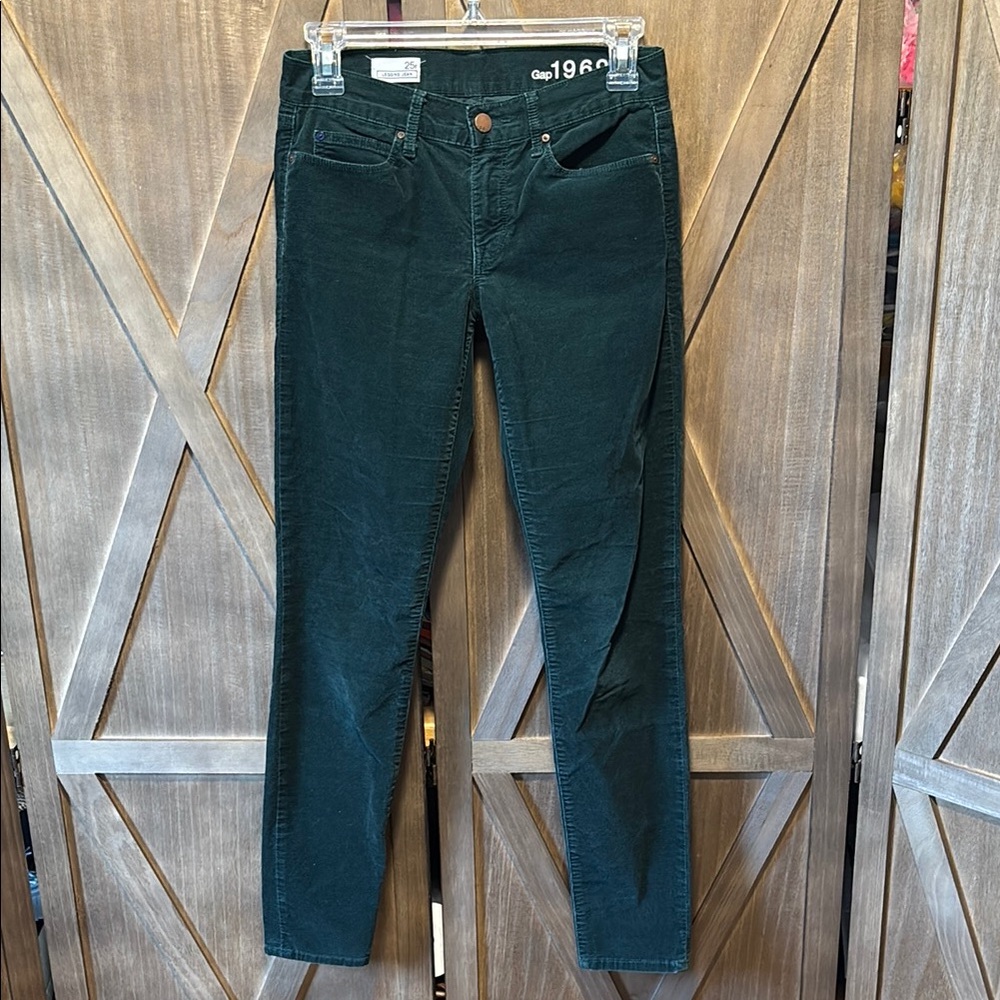 Gap Dark Green Corduroy Legging Jeans 25r Emerald Skinny